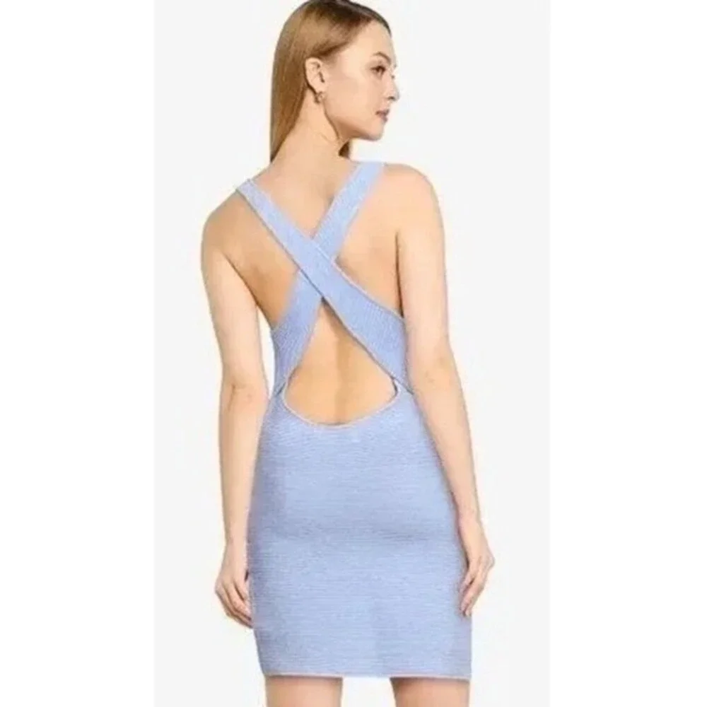 Abercrombie & Fitch Scuba Cross Back Elevated‎ Ribbed Knit Mini Dress Size Small - Picture 3 of 7